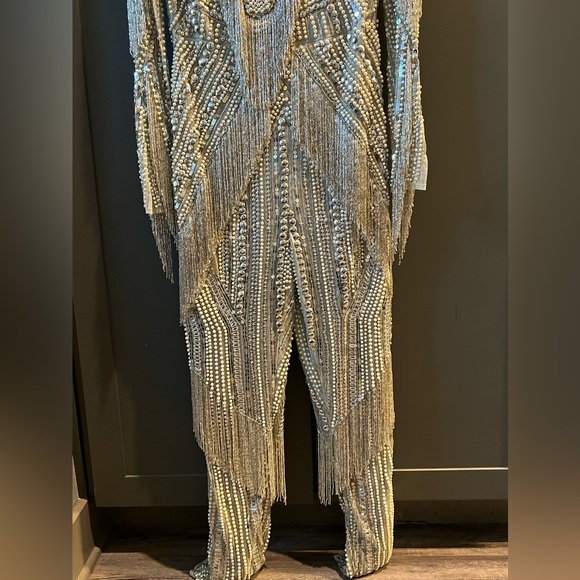 NWT - ASOS EDITION SEQUIN AND PEARL JUMPSUIT WITH FRINGING - Women’s size: 12 - Picture 8 of 16